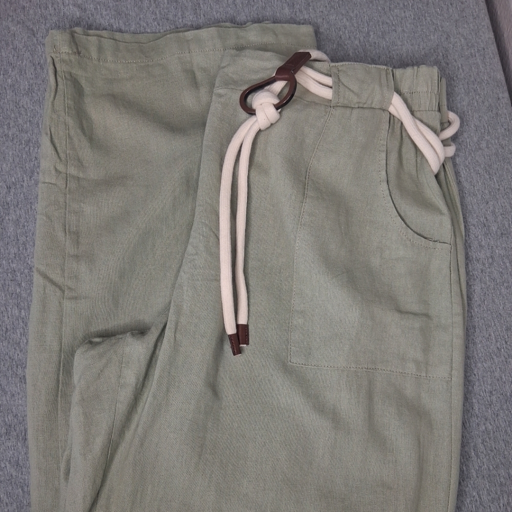 NWT It's Fashion Linen Blend Belted Pants Wide Leg Career Casual Summer Resort - Picture 11 of 15